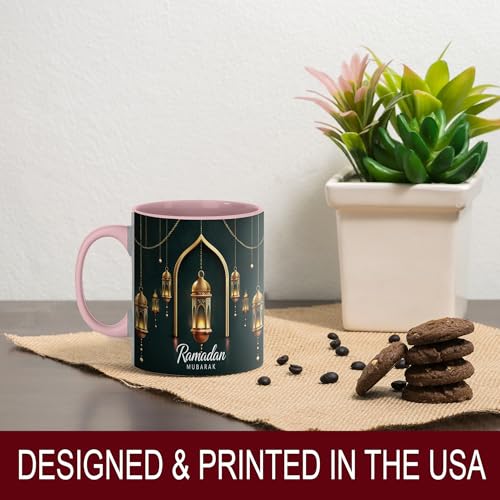 Golden Lantern Ramadan Mug, Islamic Coffee Mug, Ramadan Mubarak Gift, Muslim Tea Cup, Eid Celebration Drinkware, Elegant Islamic Decor, Gold Hanging Lanterns, Ceramic Cup for Home and Office