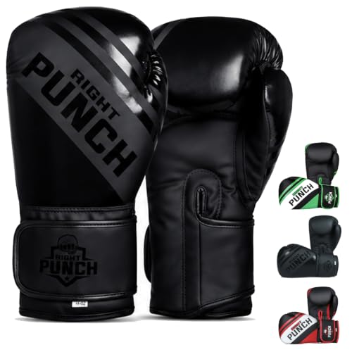 Boxing Gloves for Men & Women – Faux Leather Muay Thai, Kickboxing, MMA & Sparring Gloves – Training Heavy Bag Gloves with Secure Wrist Strap & Thumb Lock – 2 4 6 8 10 12 14 16oz - color: Black, size: 10 OZ