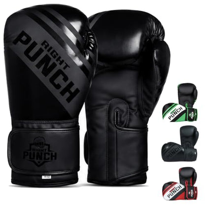 Boxing Gloves for Men & Women – Faux Leather Muay Thai, Kickboxing, MMA & Sparring Gloves – Training Heavy Bag Gloves with Secure Wrist Strap & Thumb Lock – 2 4 6 8 10 12 14 16oz - color: Black, size: 16 OZ