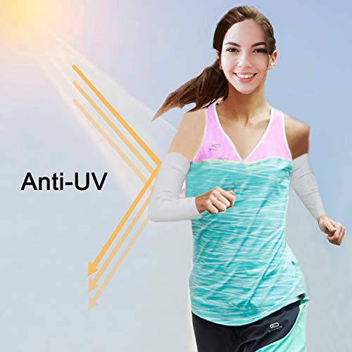 LiXiongBao 4 Pairs UV Sun Protection Arm Sleeves,UPF 50 Sports Compression Cooling Sleeve for Women Men Teenager,Soft and moisture-wicking