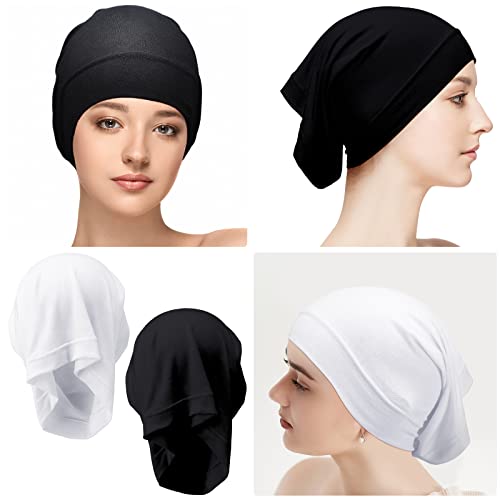 Loopeer 2 Pcs Hijab Undercaps No Slip for Women - color: White , Black