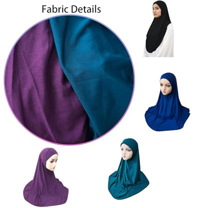 Ready To Wear Hijab For Women Instant Turban Stretch Soft Muslim Scarf For Prayer Long Hijabs Islamic Jersey Abaya - color: Purple