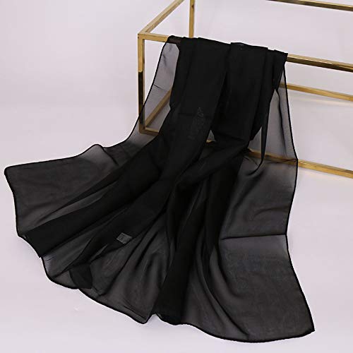 Chiffon Scarfs for Women Lightweight Scarf Shawl Fashion Scarves Sunscreen Shawls for Ladies - color: Black