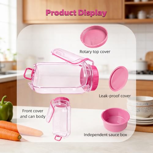 Salad jar with side opening , storage container with Dressing Cup – Leakproof Portable Salad Container with Dressing Cup & Lid, Lid-to-Bowl Design for Office, Gym, Travel, Picnic - Blush Pink - color: Blush Pink