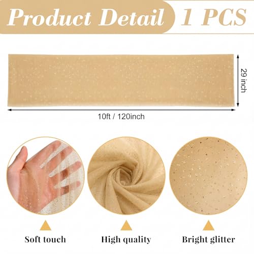1pc Fall/Halloween Table Runner 10 ft Gold Metallic Foil Sheer - color: Gold
