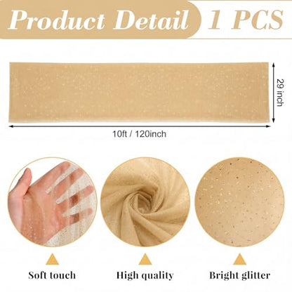 1pc Fall/Halloween Table Runner 10 ft Gold Metallic Foil Sheer - color: Gold
