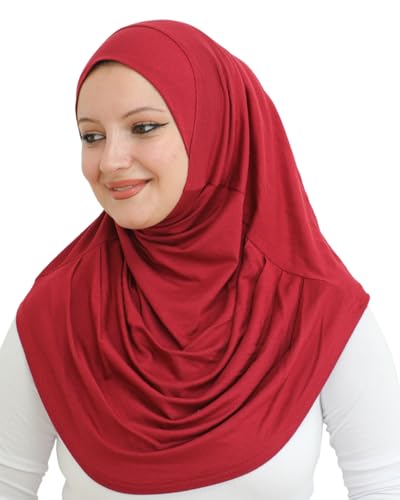 Prien Plain Ready To Wear Hijab for Women, Muslim Instant Turbans, Soft Jersey Scarf, Islamic Clothes, Long Hijabs, Abaya - color: Burgundy