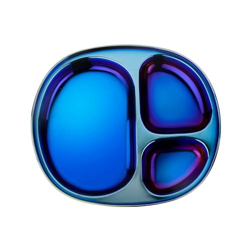 Ahimsa Stainless Steel Kids Divided Plate, Iridescent Blue, 1 Plate - color: Iridescent Blue / 1 Plate