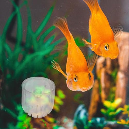 Kichvoe 4pcs Aquarium Feeder Cups with Suction Cups, Acrylic Fish Feeding Bowls Set (2 Round + 2 Oval), Suitable for Fish Tank and Brine Shrimp Feeding