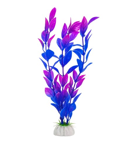 D & K Exclusives Artificial Aquarium Plants, 10 Pack 7 inch Plastic Fish Tank Decorations, Colorful Aquascape Decor for Freshwater, Tropical Tanks (Blue & Purple Leaf Plant) - color: Blue & Purple Leaf Plant – 7”