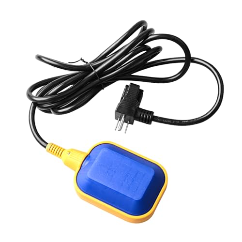 Sump Pump Universal Tethered Float Switch AC 15A 110~250V Piggyback Style Plug with 10 Feet Cord, Used in Sewage Pump, Water Tank, Septic Tank Pump, etc. | Piggyback Style Plug, with 10 Feet Cord, Used in Sewage Pump, Water Tank, Septic Tank Pump, etc. -