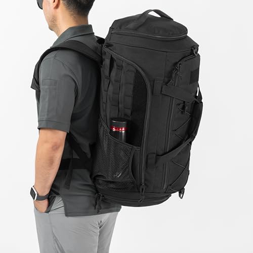Gym Bag Military Duffle Backpack, Heavy Duty Travel Weekender Bag with Multiple Compartments Including Shoe Compartment Wet-dry Separation Compartment, Adjustable Shoulder Strap 60L Capacity