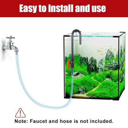 MiOYOOW Aquarium Water Changer, PVC Aquarium Water Filler Hanging Fish Tank Hook Filler with Flow Switch for 1/2“, 5/8”, 3/4” Hose