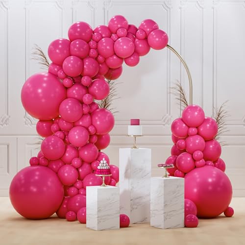 PartyWoo Hot Pink Balloons 128 pcs Different Sizes of 18 12 10 5 Inch Magenta Fuchsia Balloon Arch Kit Garland for Baby Shower Wedding Bridal Shower Anniversary Birthday Party Decorations Pink-Y12 - color: Pink-y12