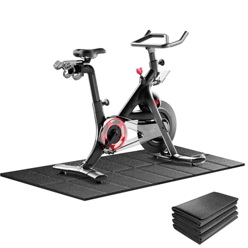 THAILE Exercise Bike Mat, Compatible with Peloton Bikes, 63"x30", Bike Trainer Mats, Mat for Indoor Stationary Spin Bikes Treadmill Walking Pad on Hardwood Floor Carpet Protector - size: 63"L x 30"W x 0.16"Th