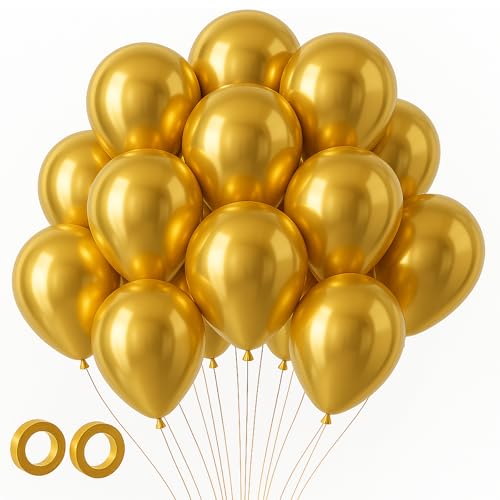 Voircoloria 105pcs Metallic Gold Party Latex Balloons, 12inch - color: 05 Metallic Gold, size: 12 inch - 105pcs