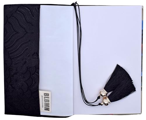 BLBMH 5x8 Book Cover | Handmade Non-Stretch Fabric Sleeve with Bookmark | for Paperback Bible Journal | Privacy Reading Gift for Women - Chinese Black - color: Black