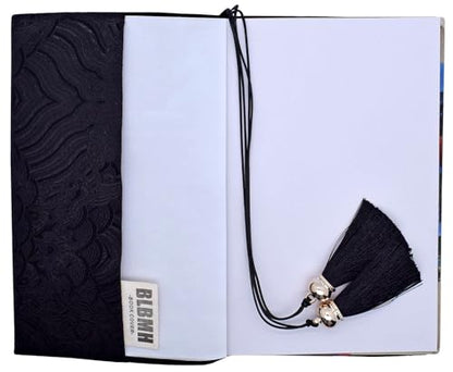 BLBMH 5x8 Book Cover | Handmade Non-Stretch Fabric Sleeve with Bookmark | for Paperback Bible Journal | Privacy Reading Gift for Women - Chinese Black - color: Black