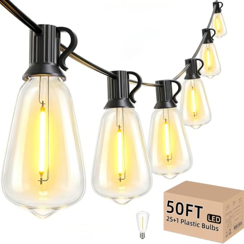 Svater 50 FT Outdoor String Lights LED, Patio Light Waterproof 26 Bulbs - size: 50FT