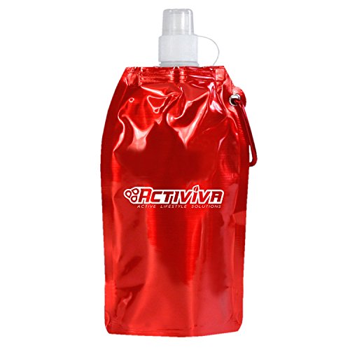 USA Merchant | Collapsible Reusable Water Bottle with Carabiner Clip Light Weight Leak Proof Foldable Drinking Water Bottle Non Toxic BPA Free - 16.9 oz 4 Pack (Pink, Purple, Red, Clear) - color: Broad - Purple,Pink,Red,Clear