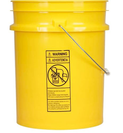 5 Gallon Food Grade Plastic Bucket with Air Tight Screw on Lid Made in USA Container (Yellow Bucket with Blue Lid) - color: Yellow Bucket With Blue Lid