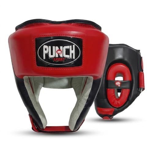 Punch Sports Boxing Headgear with Cheek Protection – Synthetic Leather Sparring Head Guard with Multi-Layer Foam Padding for MMA, Muay Thai & Kickboxing - size: X-Large