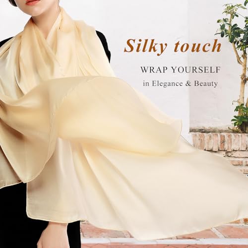 RIIQIICHY Women Shawls and Wraps for Evening Dresses Like Chiffon Silk Scarf Formal Silky Pashmina Shawls for Weddings - color: Beige
