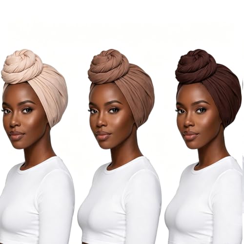 Febfim 3PCS Muslim Women Soft Modal Cotton Premium Jersey Hijab Scarf Wrap Turban - color: Color C