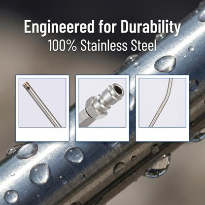 Garneck High Pressure Spray Needle Washer Flush Wand Stainless Steel Spray Needle For Washer Cleaning Machine Home Use 8. 85 Inch Silver