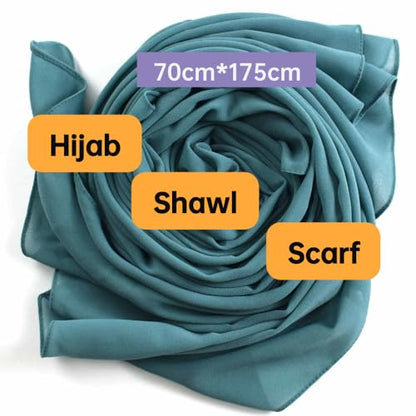 Chiffon Scarf for Women Lightweight Breathable Sunscreen Soft Solid Hijab Scarf for Daily & Muslim Wear - color: Aqua Green Chiffon Scarf