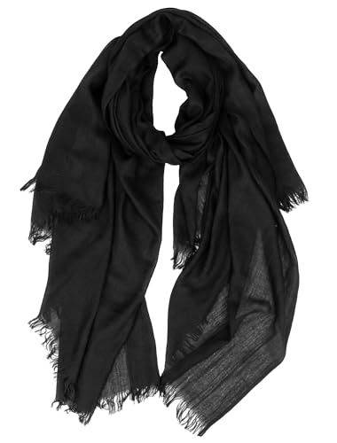 XuoAz Women Cotton Blend Scarf Lightweight Large Linen Shawl Scarves Head Scarf Summer Beach Travel Wrap - color: Black09