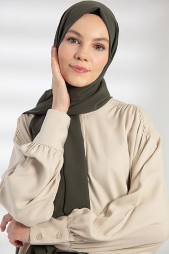 Chiffon Hijab Scarf For Women - Made in Turkiye - color: Khaki