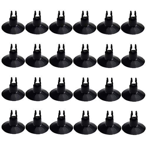 AQUANEAT Aquarium Suction Cups, for Fish Tank Airline Tubing, with Clips 1/4" Dia, 24pcs (Black) - color: Black