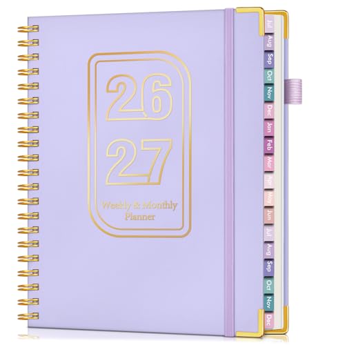 Academic Planner 2026-2027, 18 Months Weekly and Monthly Hardcover Planner, July 2026 - December 2027, 8.5" x 11" A4 Large Daily Calendar Planner Book with Tabs, Spiral College School Agenda Organizer for Student Teacher, Purple - color: Purple, size: A4