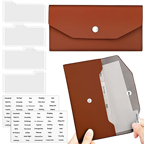Frienda Cash Envelope Wallet Budget 8 Dividers, Brown, Classic - color: Brown, style: Classic