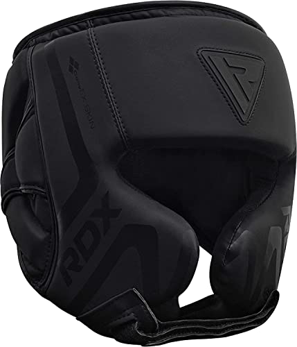 RDX Boxing Headgear Sparring Grappling, Maya Hide Leather, Head Gear for MMA Muay Thai Kickboxing Training, Multi Layered Padding, Taekwondo Martial Arts BJJ Wrestling Karate, Black - size: X-Large