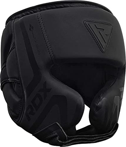 RDX Boxing Headgear Sparring Grappling, Maya Hide Leather, Head Gear for MMA Muay Thai Kickboxing Training, Multi Layered Padding, Taekwondo Martial Arts BJJ Wrestling Karate, Black - size: X-Large