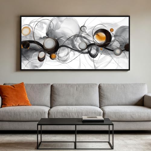XLSJERST Abstract Wall Art Black White Orange 40x20 Inches - color: Black and grey, size: 20x40 inches