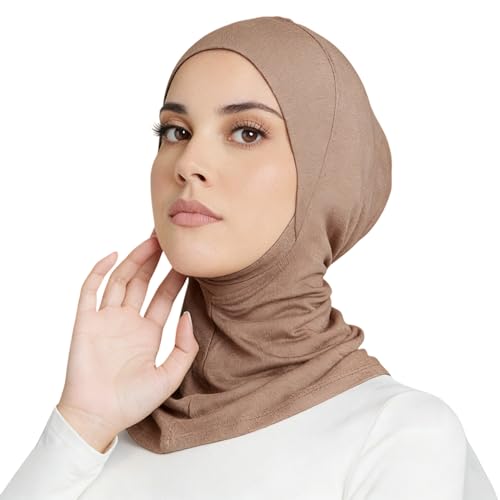 Yeieeo 4PCS Hijab Undercap for Women, No Slip Full Coverage Hijab Inner Cap, Soft Underscarf Breathable Headwear - color: Bk+gy+gy+lkq