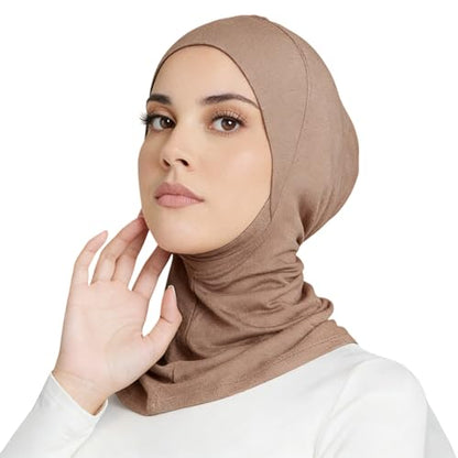 Yeieeo 4PCS Hijab Undercap for Women, No Slip Full Coverage Hijab Inner Cap, Soft Underscarf Breathable Headwear - color: Bk+gy+gy+lkq