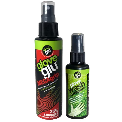 gloveglu Goalkeeper Glove Spray Bundle | 120ml Goalkeeper Glove MEGAgrip Spray + 50ml Goalkeeper Glove Wash & Prepare Spray | Ideal for Goalies, Soccer Training & Match Day Performance - style: New Revive + Wash