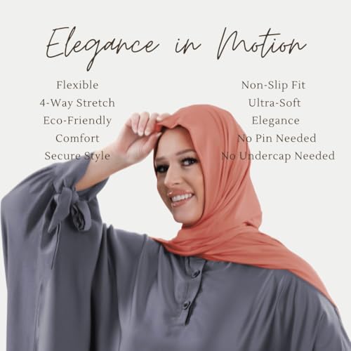 Premium Jersey Hijab Scarves -Turban Head Wraps for Women, Fashion Headbands Long Plain Muslim Shawls - color: Light Orange