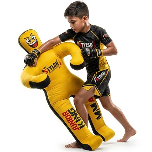 Unfilled Wrestling Dummy for Kids – Youth Grappling Dummy BJJ, MMA, Jiu Jitsu & Judo Training Partner – Durable Martial Arts Practice Buddy - color: Yellow, size: 4ft / 48"