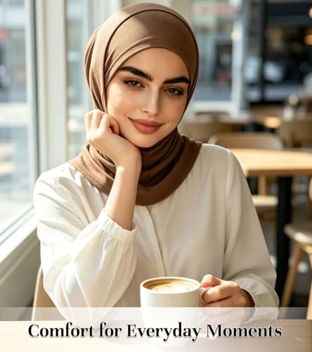 3 Pcs Modal Hijab Cap for Women, Muslim Inner Undercap Bonnet, Stretchy Turban Underscarf with Full Coverage for Daily Wear - color: Black + Dark Grey + Dark Khaki