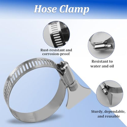 Metallic Hose Clamps Pool Clamps for Above Ground Pools Above Ground Swimming Pool Replacement 1 1/4" Metallic Filter Pump Hose Connector Clamps 4 Pc