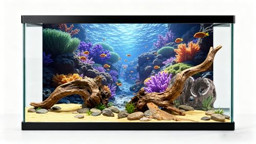 3 Pack Aquarium Background 36x18 inches Fabric Aquarium Background Fish Tank Undersea Corals Sunshines Rock Aquatic Plants - size: 36X18inch