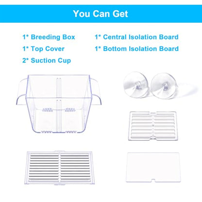 DaToo Fish Breeding Box Aquarium Holding Tank Transparent Fish Isolation Box Acclimation Hatchery Incubator Breeder for Betta Shrimp Clownfish Guppy(Size S)