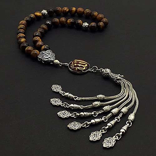 Design -Regal Collection Worry Beads - Prayer Beads Tesbih-Tasbih-Tasbeeh-Misbaha-Masbaha-Subha-Sebha-Sibha-Rosary (Regal 8mm- 33 Tiger Eye Stone Beads) - color: Regal 8mm- 33 Tiger Eye Stone Beads
