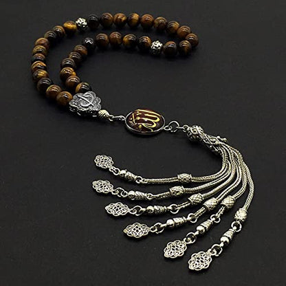 Design -Regal Collection Worry Beads - Prayer Beads Tesbih-Tasbih-Tasbeeh-Misbaha-Masbaha-Subha-Sebha-Sibha-Rosary (Regal 8mm- 33 Tiger Eye Stone Beads) - color: Regal 8mm- 33 Tiger Eye Stone Beads