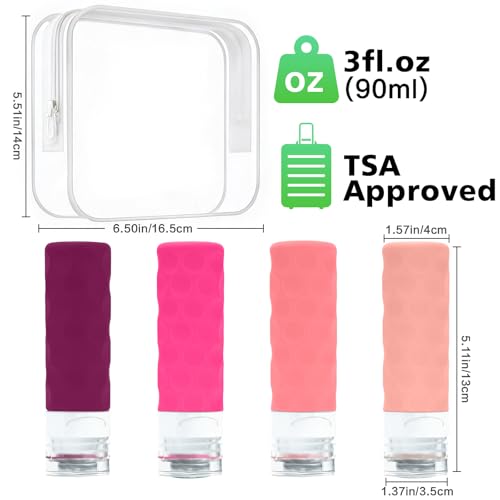 Silevoler Travel Bottles for Toiletries, Silicone Travel Size Containers - color: Red